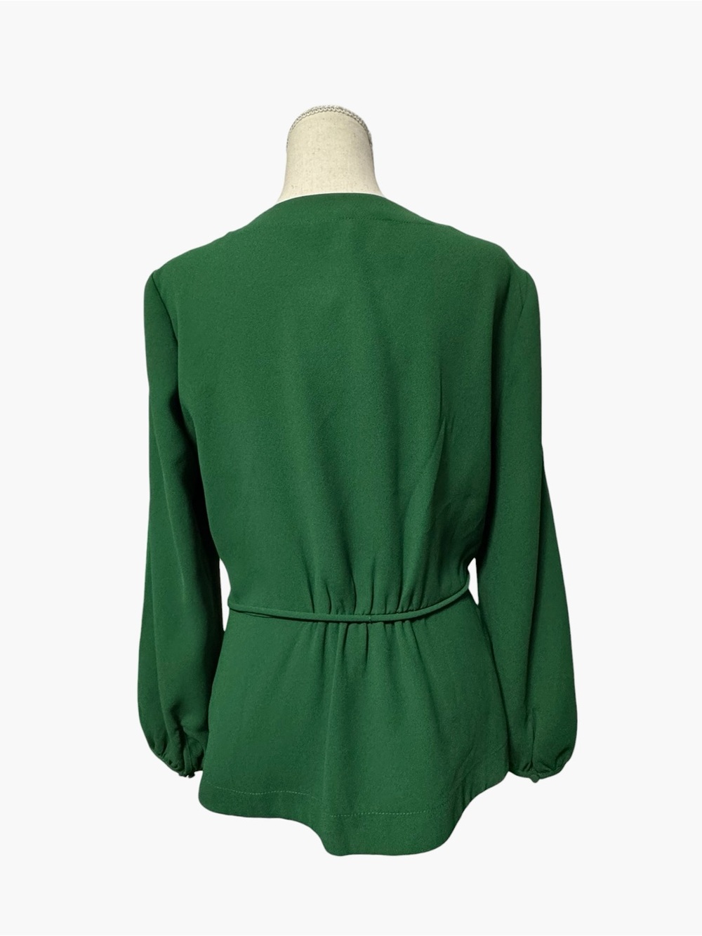 J. CREW Women's Drapey Crepe Faux-Wrap Top - Green, Sz 8 - Picture 5 of 10